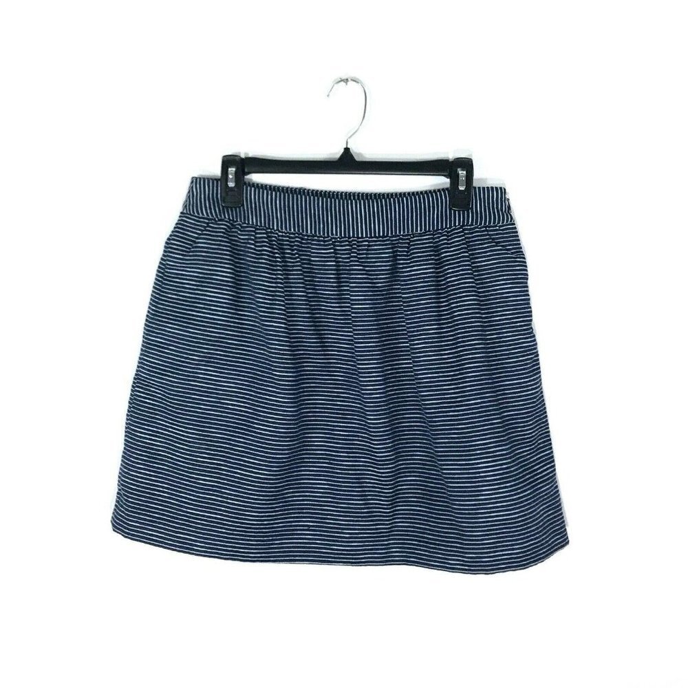 BANANA REPUBLIC FACTORY Skirt Women 8 Blue White Stripe A Line Mini Side Zip